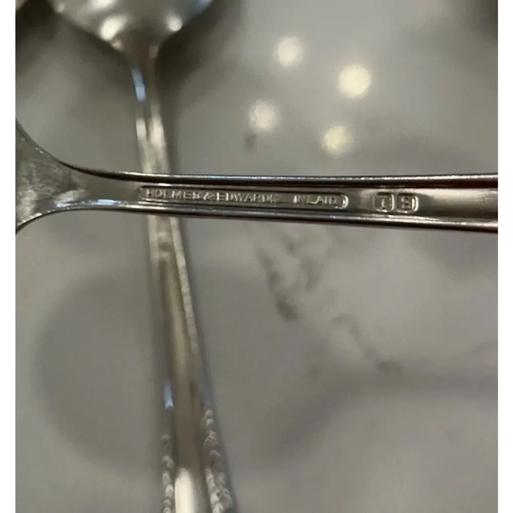Vtg Set Of 4 Holmes & Edwards May Queen Soup Spoons 7” Silverplate Inlaid IS